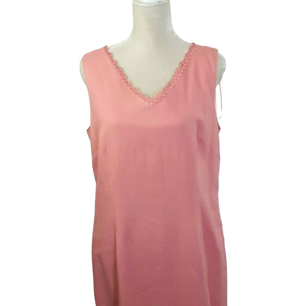Emma James Vintage Size 14 Sleeveless Dress Linen Blend Pink Lined Maxi
